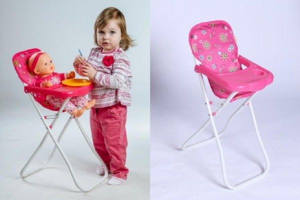 Jídelní židlička pro panenky vysoká kov/plast