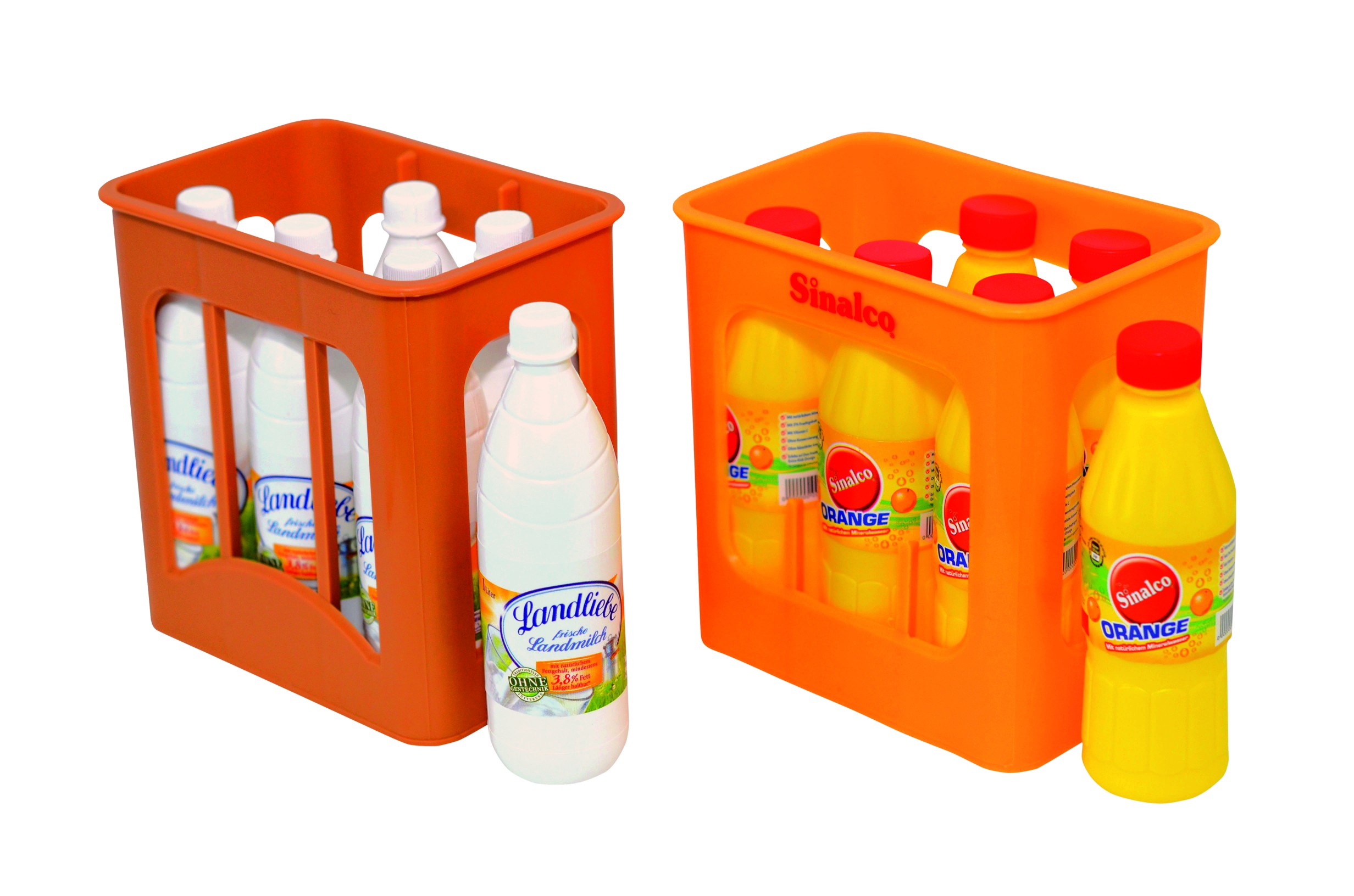 Dětské potravinky - přepravka s nápoji mléko, voda nebo džus