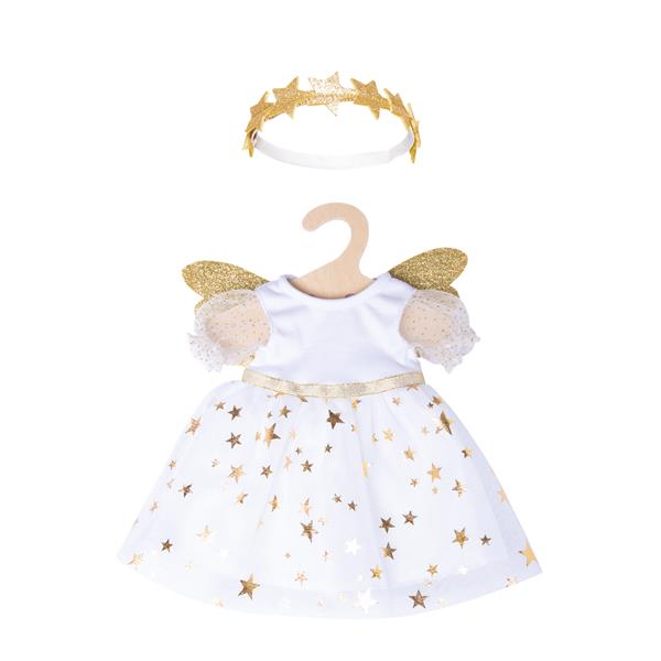 Šaty anděla strážného se zlatou hvězdou do vlasů pro panenku 35-45 cm 
