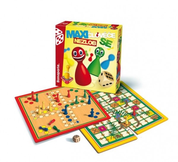 Maxi Člověče, nezlob se/Velké putování společenská hra dřevěné figurky v krabici 30x30x8cm