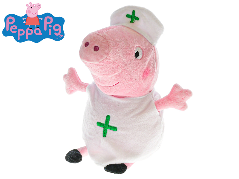 Prasátko Peppa Pig 20cm plyšový doktor 0m+ v sáčku