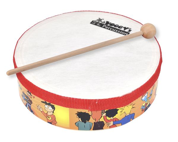 Dětské hudební nástroje "Voggyho ruční buben" s dřevěnou paličkou akce POUZE DO VYPRODÁNÍ ZÁSOB!