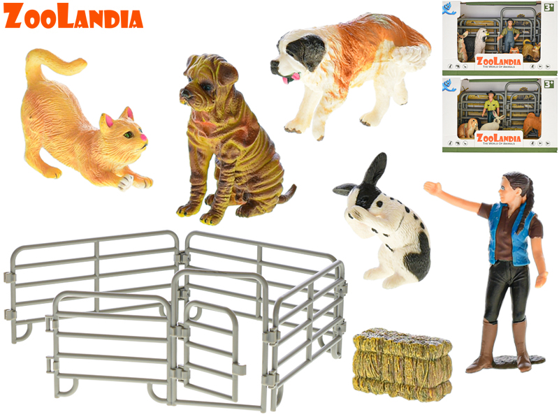 Zoolandia zvířátka farma s pejskem doplňky 3druhy v krabičce