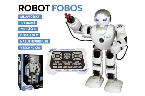 Robot RC FOBOS interaktivní chodící plast 40cm na baterie s USB ČESKY MLUVÍCÍ