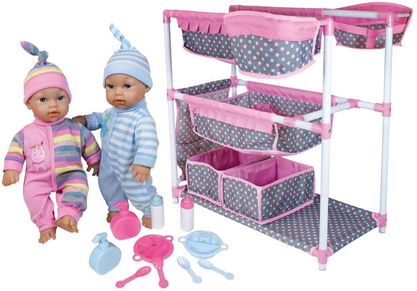 Lissi CENTRUM sada pro panenky dvojčata Baby Care Centre - TWINS postýlka pro dvojčata i s dvojčaty