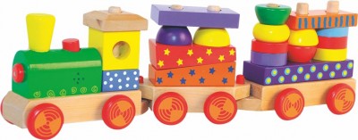 Skládací vlak s potiskem, světlem a zvukem - dva vagony - Woody 90840