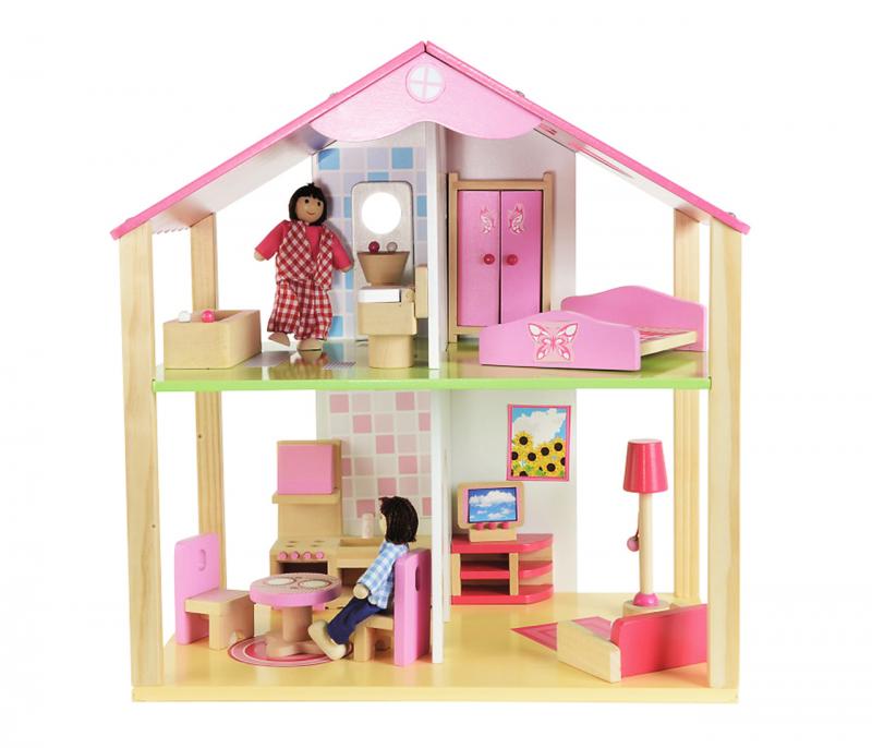Dřevěný domeček pro panenky s příslušenstvím EICHORN