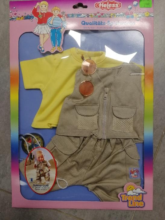 Obleček na panenku 35 - 45 cm -kalhoty vesta, triko, brýle , kompas